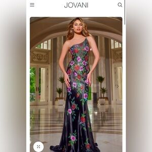 JOVANI Black Floral One-Shoulder Dress - BRAND NEW